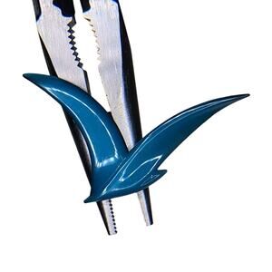 B+D Plastic Flying Bird Shaped Brooch - B Plus D Denmark #2 Blue Aviary